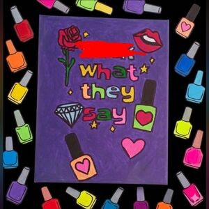 Handpainted 8x10 Canvas Art - F*ck What They Say - Y2K Indie Decor